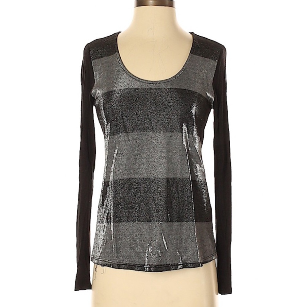 Shimmery striped long sleeve top